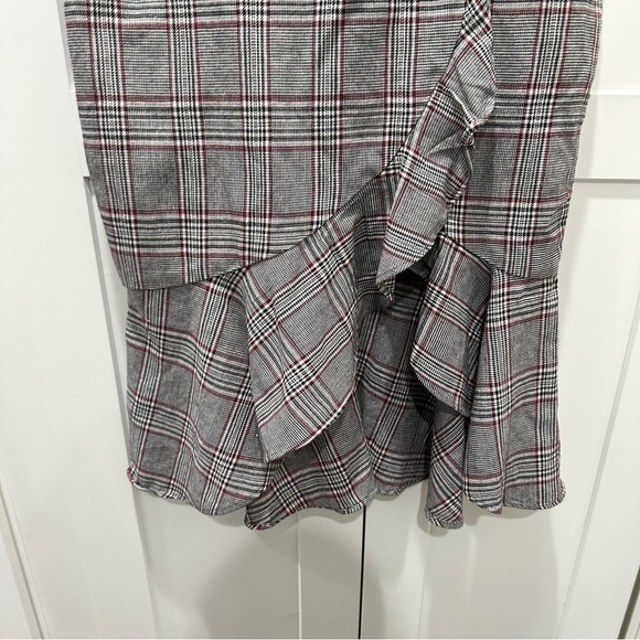 Lulus Poised For a Promotion Grey Glen Plaid Ruffle Midi Dress Size Small - Picture 8 of 9